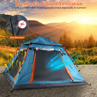 1Pc 4-5 Person Camping Tent With 2 Mosquito Nets Windows Carry Bag Waterproof 7.05x7.05x4.46ft For Hiking Climbing Adventure Fishing Fedex Shipping
