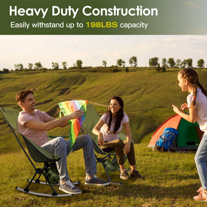 1Pc Portable Camping Rocking Chair 198LBS Weight Capacity Included Carry Bag High Back Rocker Chair For Patio Fishing Beach Lawn Travel