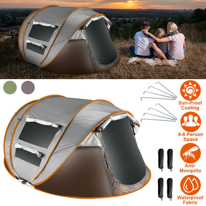 1Pc 5-8 Person Tent Automatic Setup Camping Tent Waterproof Instant Setup Tent With 4 Mosquito Net Windows Carrying Bag For Hiking Climbing Adventure Fishing