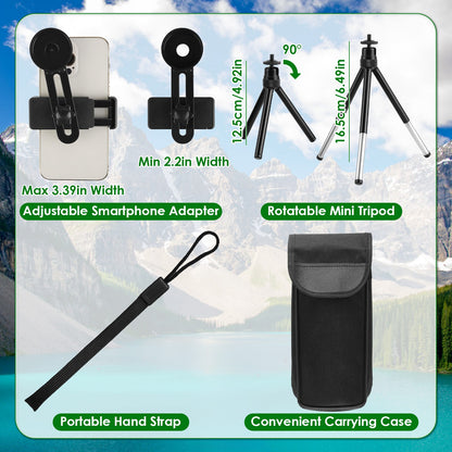 1Pc 80x100 HD Monocular Telescope For Adults BAK-4 Prism High Power Monocular For Smartphone With FMC Lens Phone Adapter Tripod Case For Bird Watching Hunting Hiking Camping