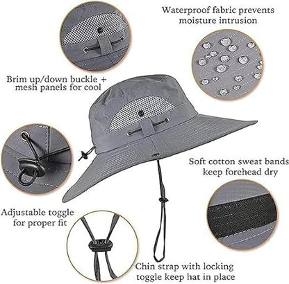 Unisex Wide Brim Solar Fan Outdoor Fishing Hat-Solar & USB Charging, Sunscreen Sun Hat With Fan, Camping Uv Protection