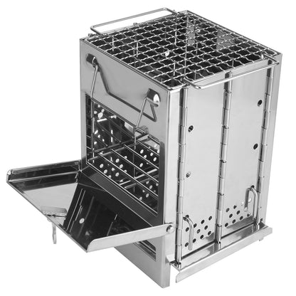 1Pc Portable Backpacking Stove For Camping Hiking Picnic BBQ Outdoor Cooker Folding Travel Charcoal Stove With Handle Carry Bag 2 Bolts