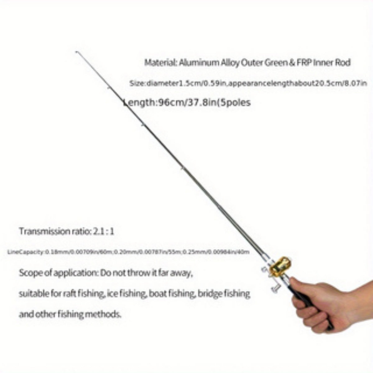 METABEST Premium Aluminum Alloy Pocket-Sized Pen Style Fishing Rod - Compact, Portable, And Ultra-Lightweight For Ice Raft, Bridge, And Travel Fishing - Perfect Gift For Fishing Enthusiasts And Beginn